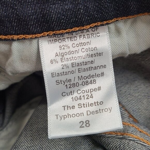 Current Elliot Stilleto Typhoon Destroy Dark Wash Distressed Denim Jeans - Picture 10 of 10